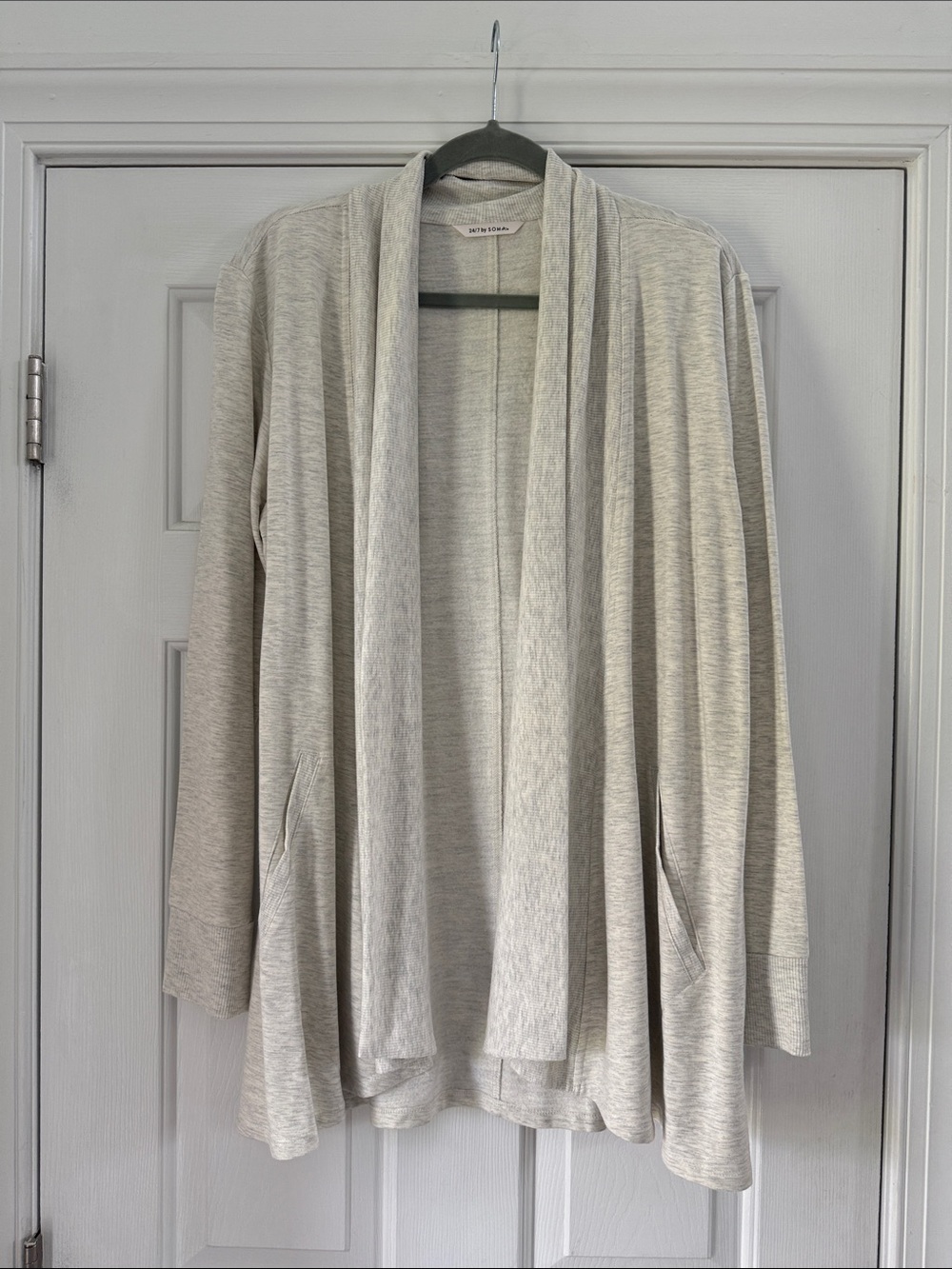 24/7 by Soma Lightweight Open-Front Cardigan Sweater - Light Gray